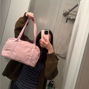 Chic Pink Nylon Bag with Matching AirPods Case